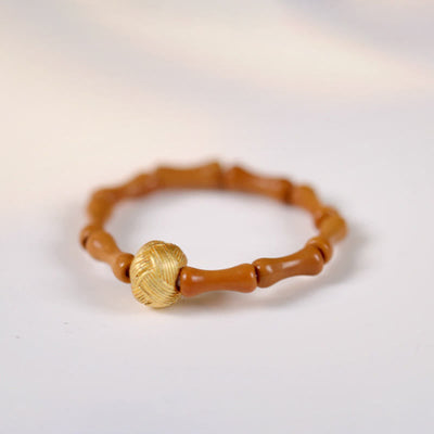 Buddha Stones Olive Pit Bead Copper Coin Inner Strength Ring - image 11