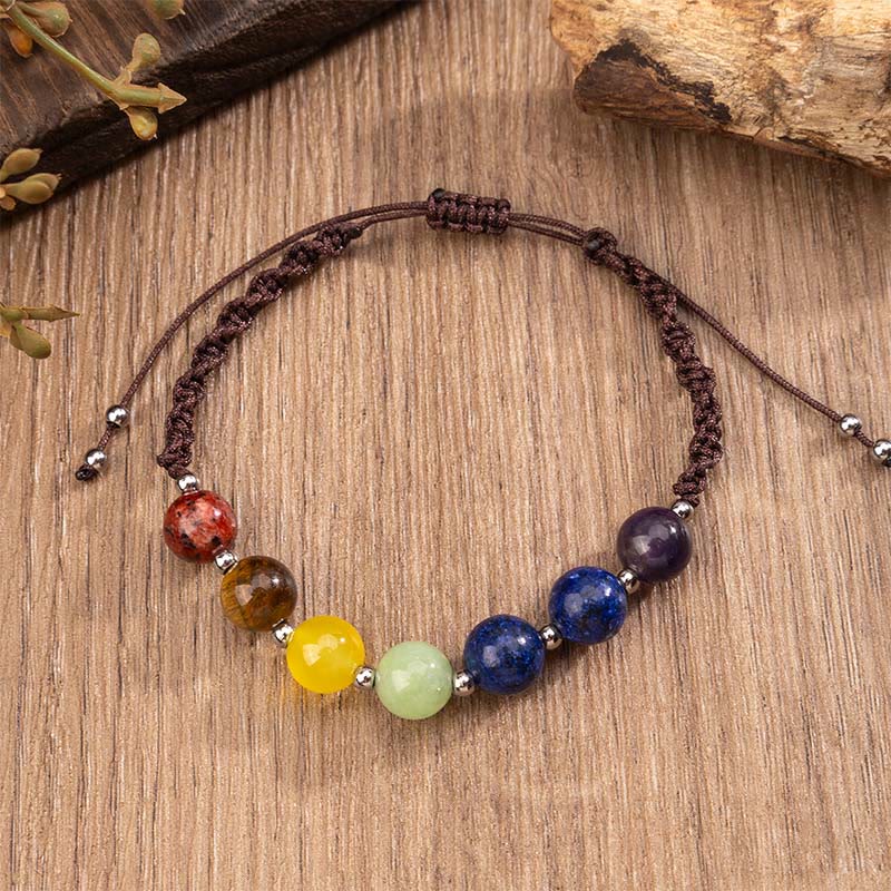 Buddha Stones Natural Various Crystals Tiger Eye Amethyst Courage Rope Bracelet - image 4