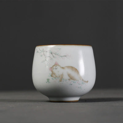 Buddha Stones Cute Cat Branches Teacup Kung Fu Tea Cup With Gift Box - image 4