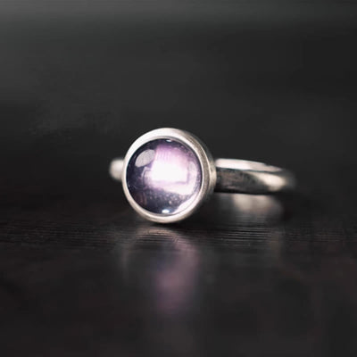 Buddha Stones Natural 925 Sterling Silver Amethyst Adjustable Balance Ring - B Style(About 9*9mm) - image 0