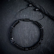 Foviel Small Black Obsidian Green Aventurine Grey Jasper Tiger Eye Strength Rope Bracelet