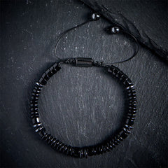 Buddha Stones Small Black Obsidian Green Aventurine Grey Jasper Tiger Eye Strength Rope Bracelet - Black Obsidian(Wrist Circumference: 15-20cm) - image 0