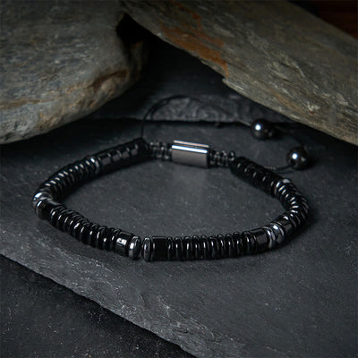 Buddha Stones Small Black Obsidian Green Aventurine Grey Jasper Tiger Eye Strength Rope Bracelet - image 1
