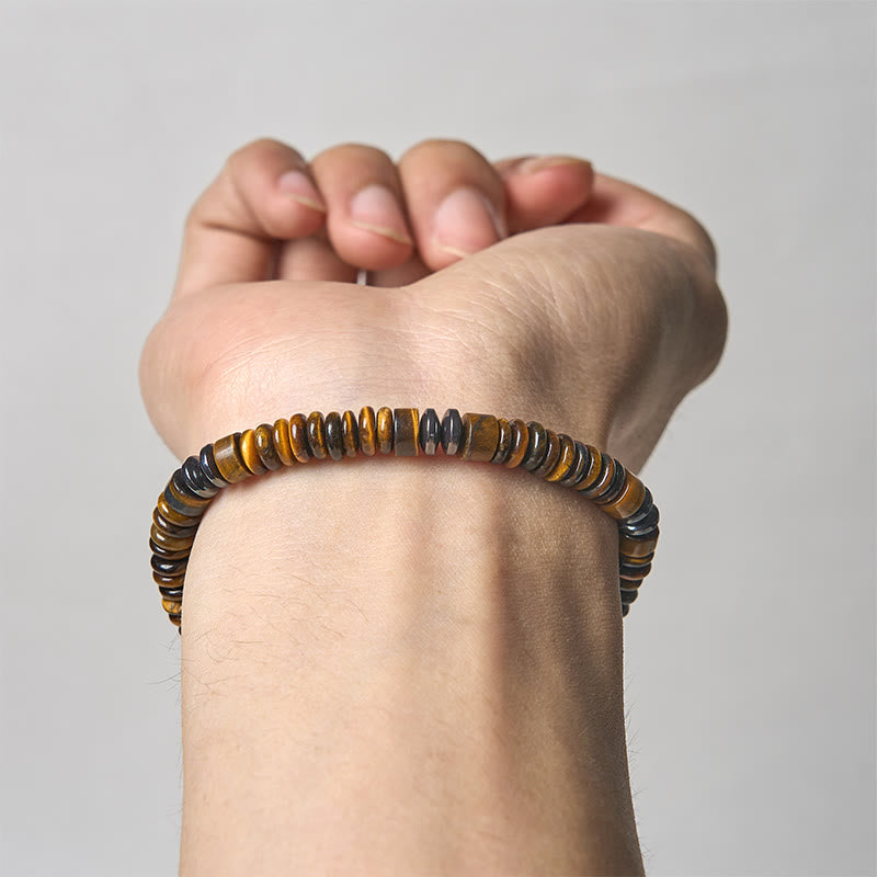 Buddha Stones Small Black Obsidian Green Aventurine Grey Jasper Tiger Eye Strength Rope Bracelet - image 22