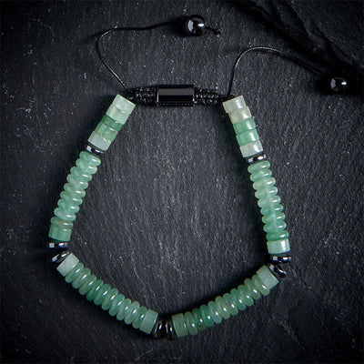 Buddha Stones Small Black Obsidian Green Aventurine Grey Jasper Tiger Eye Strength Rope Bracelet - Green Aventurine(Wrist Circumference: 15-20cm) - image 13