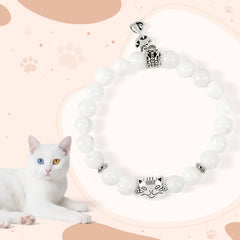 Buddha Stones White Cat Natural White Chalcedony Bead Positive Bracelet - White Cat(Wrist Circumference 14-16cm) - image 0