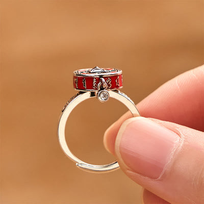 Buddha Stones Om Mani Padme Hum Copper Prayer Wheel Rotatable Wealth Ring - image 3