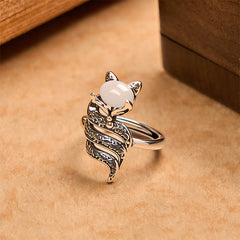 Buddha Stones Copper Fox Head Open Healing Ring - Copper Fox Head - image 0