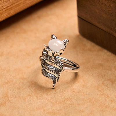 Buddha Stones Copper Fox Head Open Healing Ring - Copper Fox Head - image 0