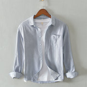 Foviel Solid Color Long Sleeve Buttons Down Design Men Cotton Shirt Clothing