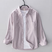 Foviel Solid Color Long Sleeve Buttons Down Design Men Cotton Shirt Clothing
