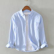 Foviel Solid Color Long Sleeve Buttons Down Design Men Cotton Shirt Clothing