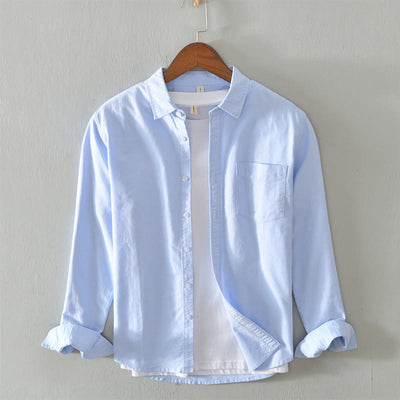 Buddha Stones Solid Color Long Sleeve Buttons Down Design Men Cotton Shirt Clothing - LightSkyBlue - US/UK/AU40，EU50 (3XL) - image 27