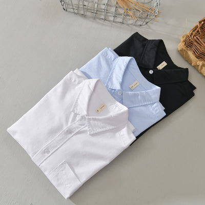 Buddha Stones Solid Color Long Sleeve Buttons Down Design Men Cotton Shirt Clothing - image 1