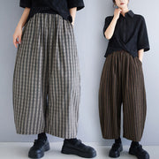 Foviel Casual 7-8 Length Corduroy Stripes Women's Polyester Wide Leg Pants With Pockets