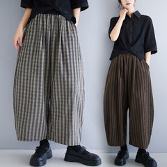 Buddha Stones Casual 7-8 Length Corduroy Stripes Women's Polyester Wide Leg Pants With Pockets - image 0