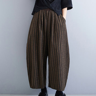 Buddha Stones Casual 7-8 Length Corduroy Stripes Women's Polyester Wide Leg Pants With Pockets - image 15