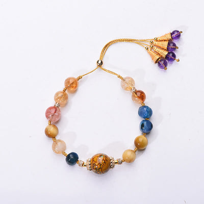 Buddha Stones Tibetan Lacquer Bead Hand-woven Various Crystals Power  Bracelet - image 9