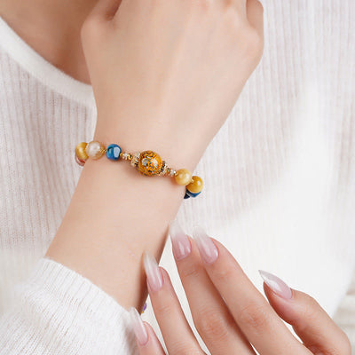 Buddha Stones Tibetan Lacquer Bead Hand-woven Various Crystals Power  Bracelet - image 4