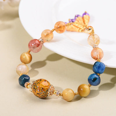 Buddha Stones Tibetan Lacquer Bead Hand-woven Various Crystals Power  Bracelet - image 2