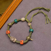 Foviel Tibetan Dragon Pattern Dice Handmade Rope Bracelet