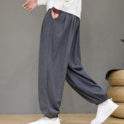Foviel Commute Plain Men's Thermal Fleece-Lined Ankle-Length Pants With Pockets