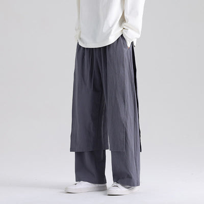 Buddha Stones Plain Patchwork Design Men's Cotton Pants With Pockets - image 5