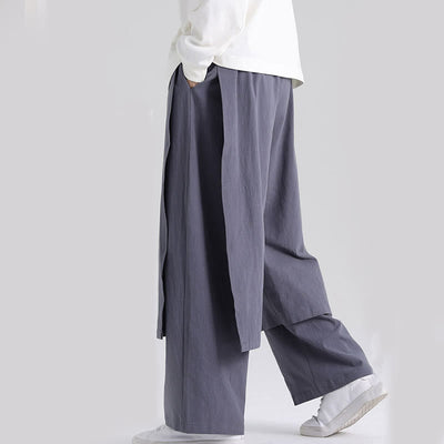 Buddha Stones Plain Patchwork Design Men's Cotton Pants With Pockets - image 2