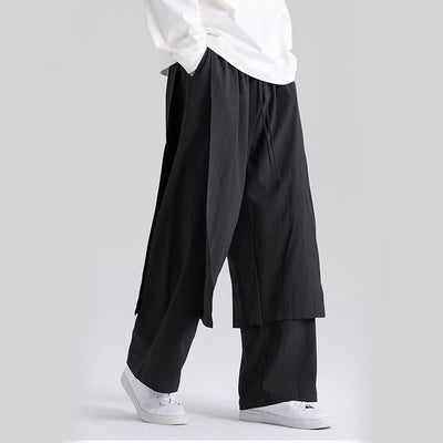 Buddha Stones Plain Patchwork Design Men's Cotton Pants With Pockets - image 15