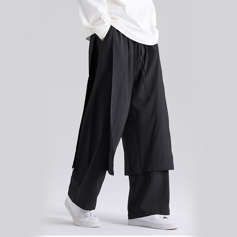 Buddha Stones Plain Patchwork Design Men's Cotton Pants With Pockets - image 15