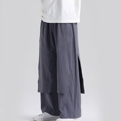 Buddha Stones Plain Patchwork Design Men's Cotton Pants With Pockets - image 1