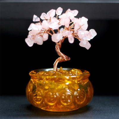 Buddha Stones Various Crystal Citrine Amethyst Pink Crystal Tree Prosperity Home Decoration - Pink Crystal 6*10cm - image 4