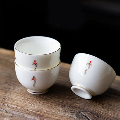 Buddha Stones Koi Fish Teacup Kung Fu Tea Cup - Koi Fish 5.9cm*4.3cm*50ml - image 0
