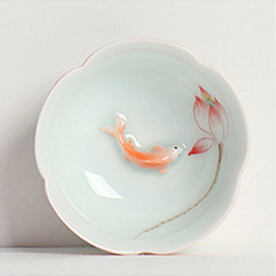 Buddha Stones Koi Fish Lotus Hand Teacup Kung Fu Tea Cup - image 1