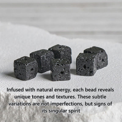 Buddha Stones Natural Frosted Black Onyx Square Lava Rock Fortune Bracelet - image 8