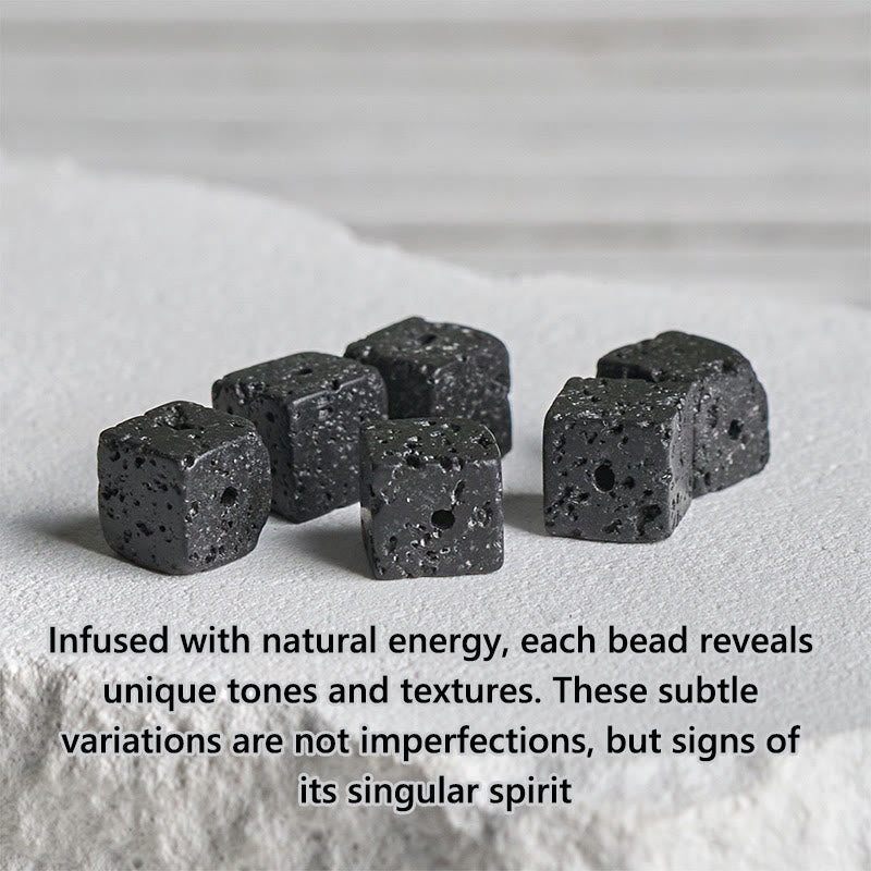 Buddha Stones Natural Frosted Black Onyx Square Lava Rock Fortune Bracelet - image 8