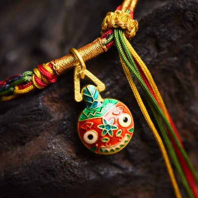 Buddha Stones Tibet Gold Swallowing Beast Family Luck Knot Braid Colorful String Bracelet - image 8