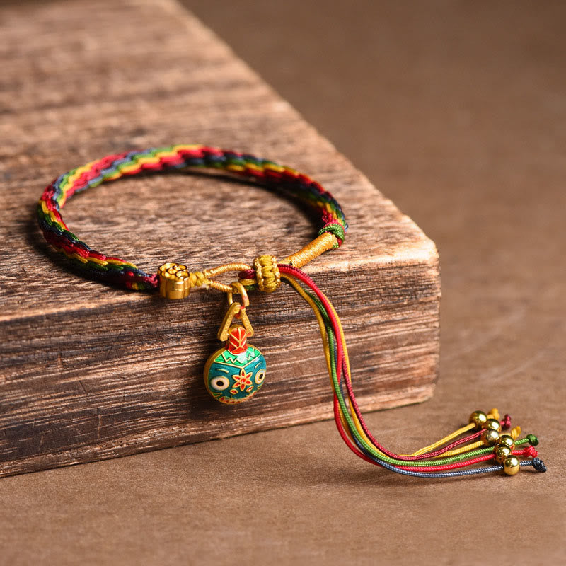 Buddha Stones Tibet Gold Swallowing Beast Family Luck Knot Braid Colorful String Bracelet - Gold Swallowing Beast Dad(Wrist Circumference: 15-23cm) - image 9