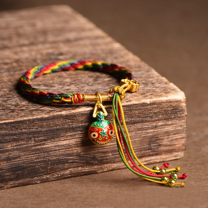 Buddha Stones Tibet Gold Swallowing Beast Family Luck Knot Braid Colorful String Bracelet - Gold Swallowing Beast Mother(Wrist Circumference: 15-23cm) - image 7