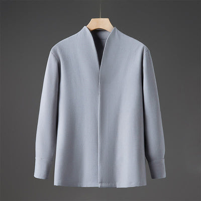 Buddha Stones Solid Fall Long Sleeve Hidden Half Button Design Men's Shirts - LightBlue - US/UK/AU46，EU56 (5XL) - image 13