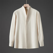 Foviel Solid Fall Long Sleeve Hidden Half Button Design Men's Shirts