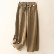 Foviel Einfarbig 7-8 Länge Damen Harem Baumwolle Hose mit Taschen