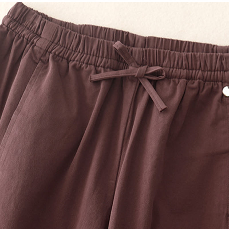 Buddha Stones Plain 7-8 Length Women's Harem Cotton Pants With Pockets - image 12