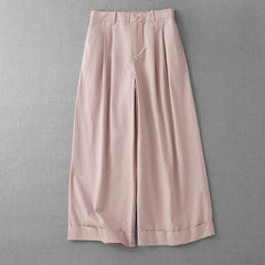 Buddha Stones Casual Plain Polyester Women's 7-8 Length Wide Leg Pants With Pockets - MistyRose - US14，UK/AU18，EU46 (2XL) - image 0