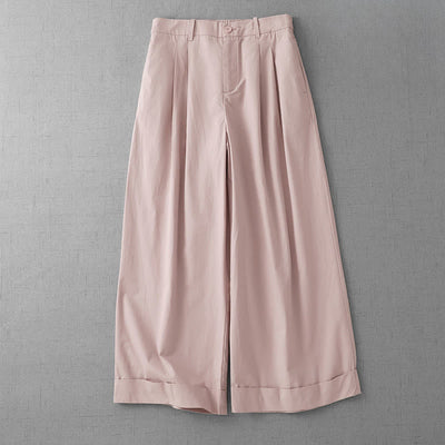 Buddha Stones Casual Plain Polyester Women's 7-8 Length Wide Leg Pants With Pockets - MistyRose - US14，UK/AU18，EU46 (2XL) - image 0