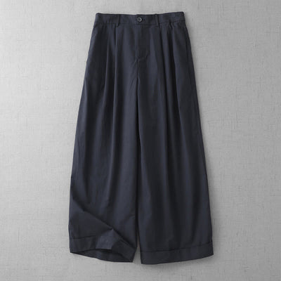 Buddha Stones Casual Plain Polyester Women's 7-8 Length Wide Leg Pants With Pockets - MidnightBlue - US14，UK/AU18，EU46 (2XL) - image 12