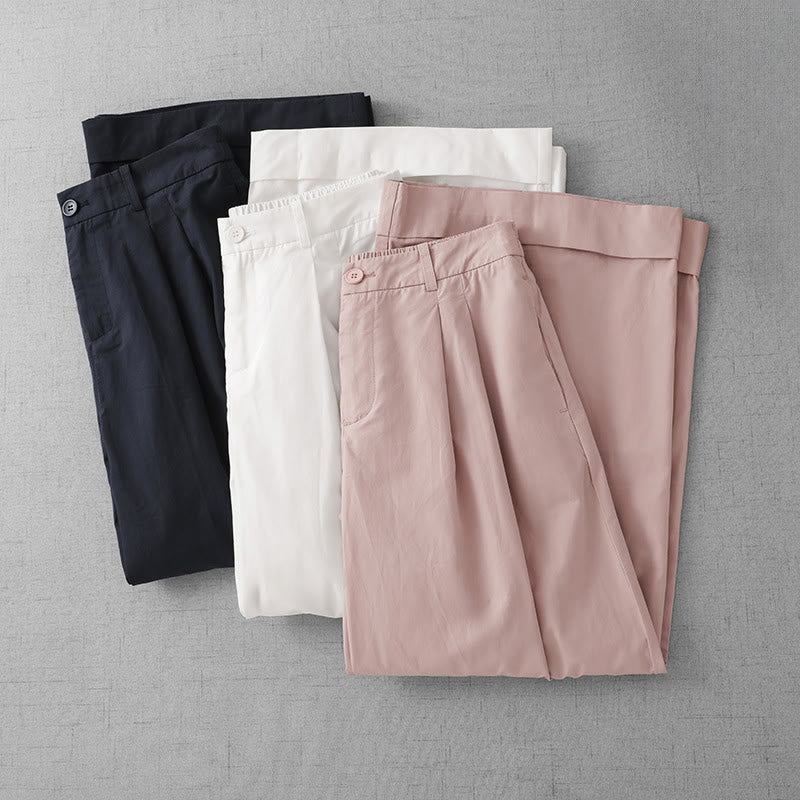 Buddha Stones Casual Plain Polyester Women's 7-8 Length Wide Leg Pants With Pockets - image 20