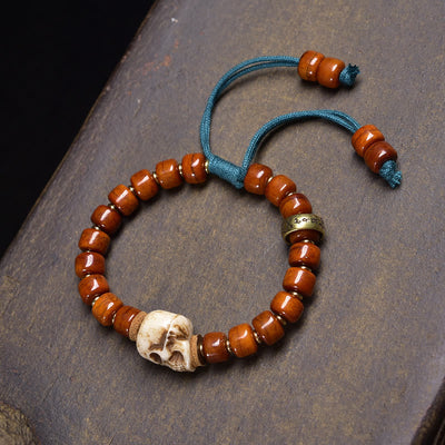Buddha Stones Tibet Bone Beads Coconut Shell The Lord of the Corpse Forest Happiness Bracelet - Bone Beads Skull(Wrist Circumference: 16-17cm) - image 1