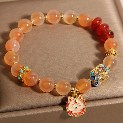 Buddha Stones Natural Nine Tailed Fox Orange Candy Agate Healing Bracelet - image 6