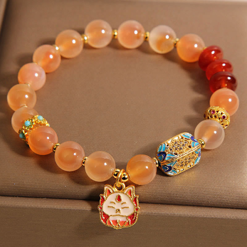 Buddha Stones Natural Nine Tailed Fox Orange Candy Agate Healing Bracelet - image 3